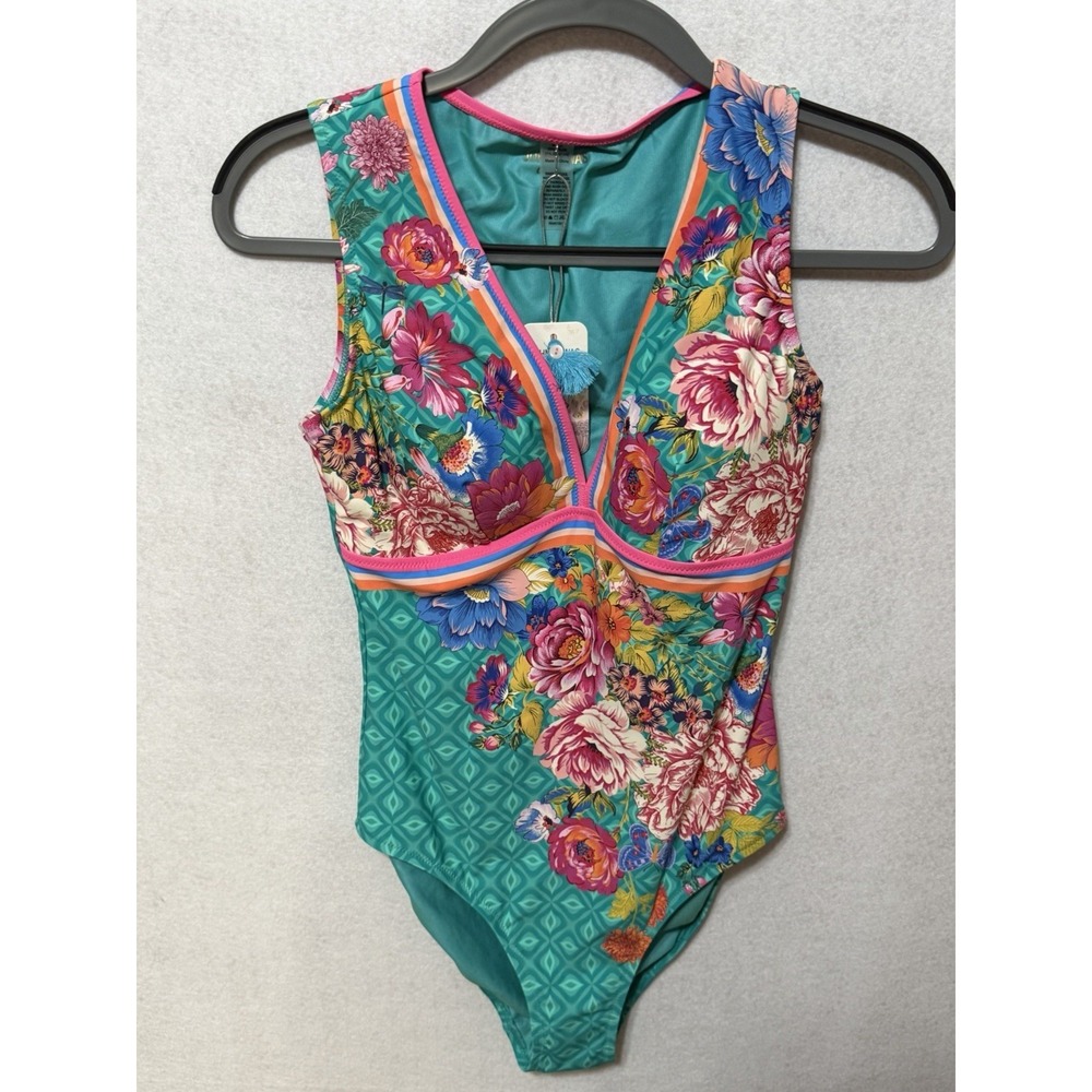 NWT Johnny Was One Piece Floral Swimsuit SAMPLE Ooak Sz S - Sweetspire